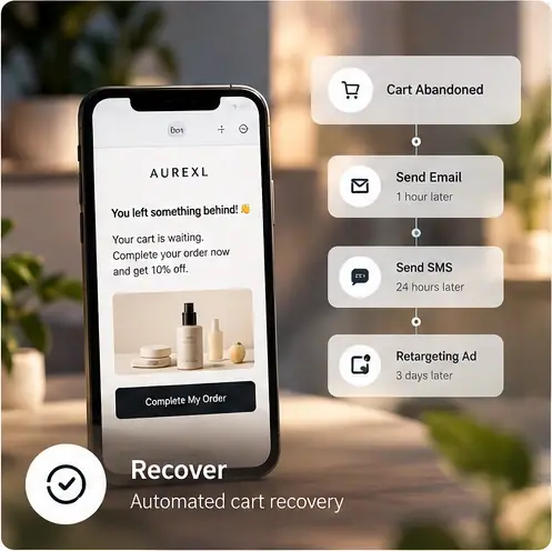Abandoned cart recovery email on a shopper’s phone